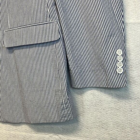 ALAN FLUSSER Blazer Suit Jacket Men's Size 46L Navy White Striped Notched Lapel - Picture 7 of 12